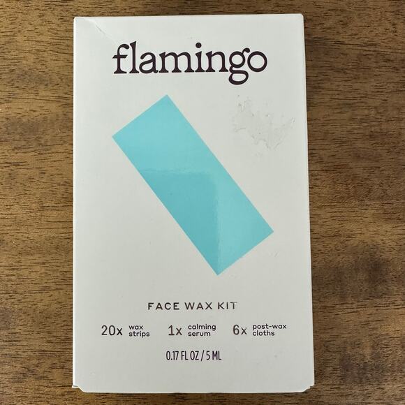 NEW In BOX Flamingo Face Wax Kits 20X Wax Strips 1X Serum Post 6X Wax Cloths - Picture 1 of 7